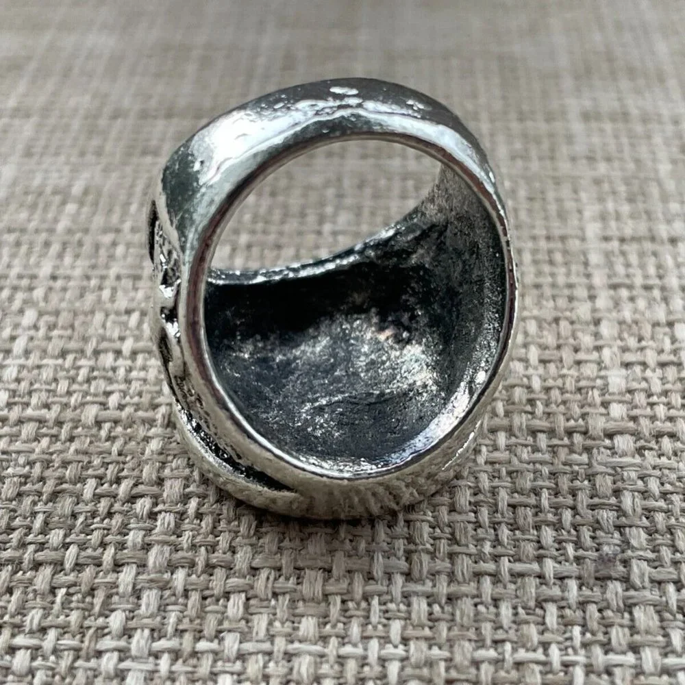 Men Fashion Rings Silver Tone Antique Style Jewelry Unisex Ring Size 7